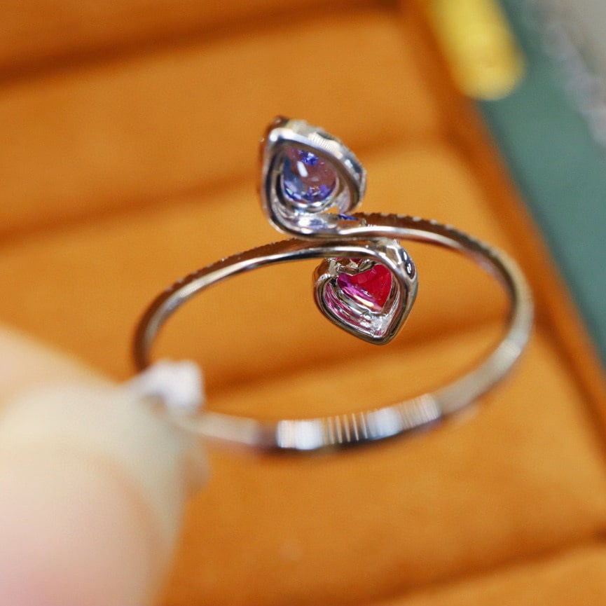 14k Gold 0.94 Ctw Natural Sapphire & Diamond Ring - 2