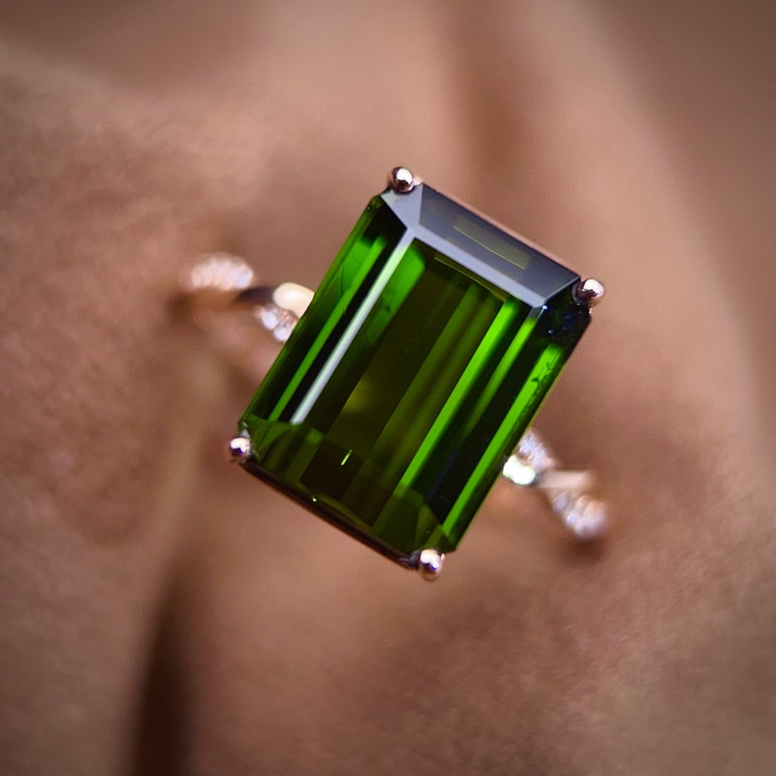 14k Gold 5.098 Ctw Natural Tourmaline & Diamond Ring - 4