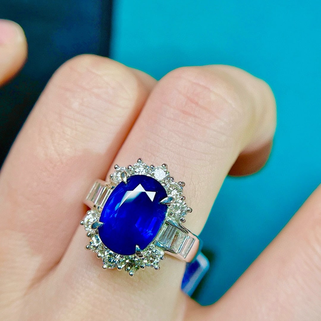 14k Gold 5.8 Ctw Natural Sapphire & Diamond Ring - 5