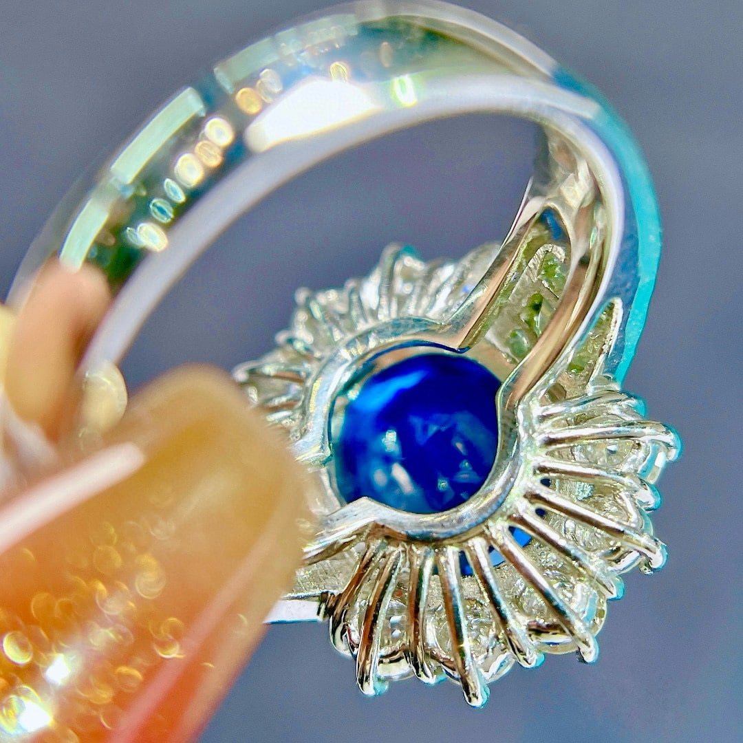 14k Gold 5.8 Ctw Natural Sapphire & Diamond Ring - 6