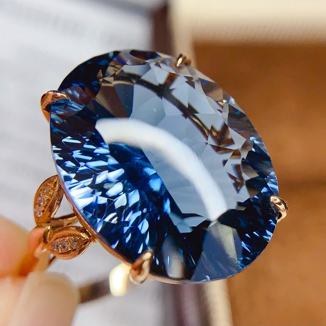 14k Gold 14 Ct Natural Topaz & Diamond Ring - 3