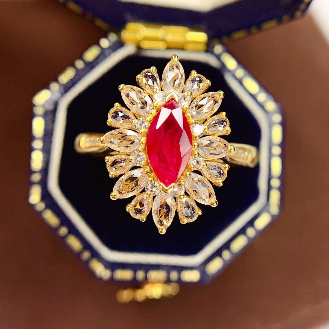 14k Gold 0.85 Ct Natural Ruby & Diamond Ring: Ref:230987077 // gold content:14k gold // ring size:7. 25us // // main gemstone:ruby // shape:oval // carat weight:0. 85ct // color:red // treatment:natural // cut grade:g // // adjacent gemstone 2 :