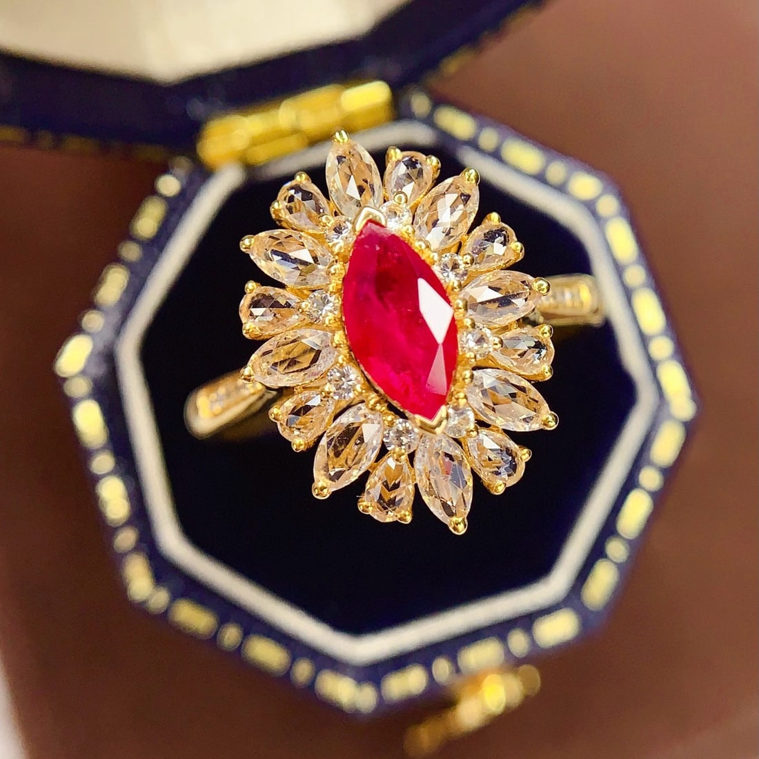 14k Gold 0.85 Ct Natural Ruby & Diamond Ring - 2