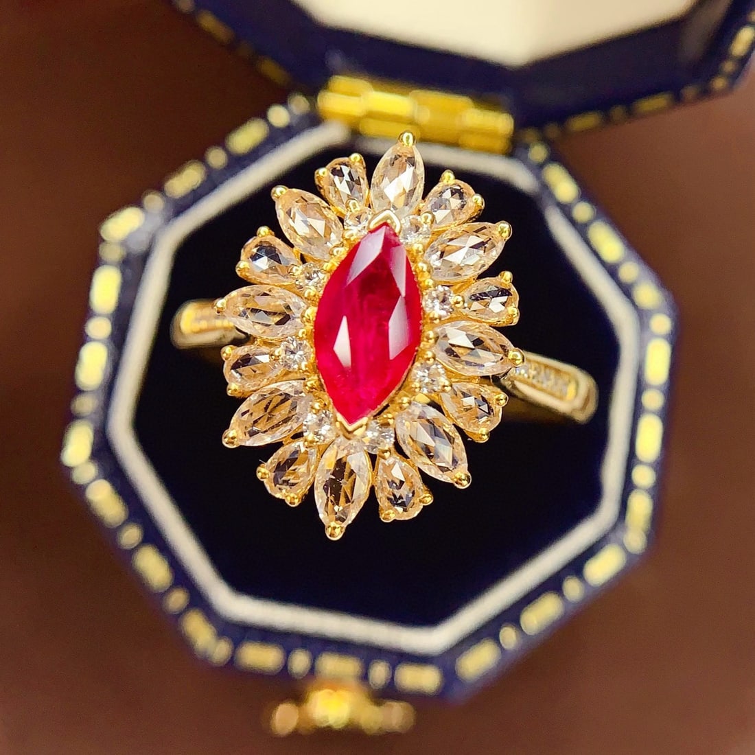 14k Gold 0.85 Ct Natural Ruby & Diamond Ring - 4