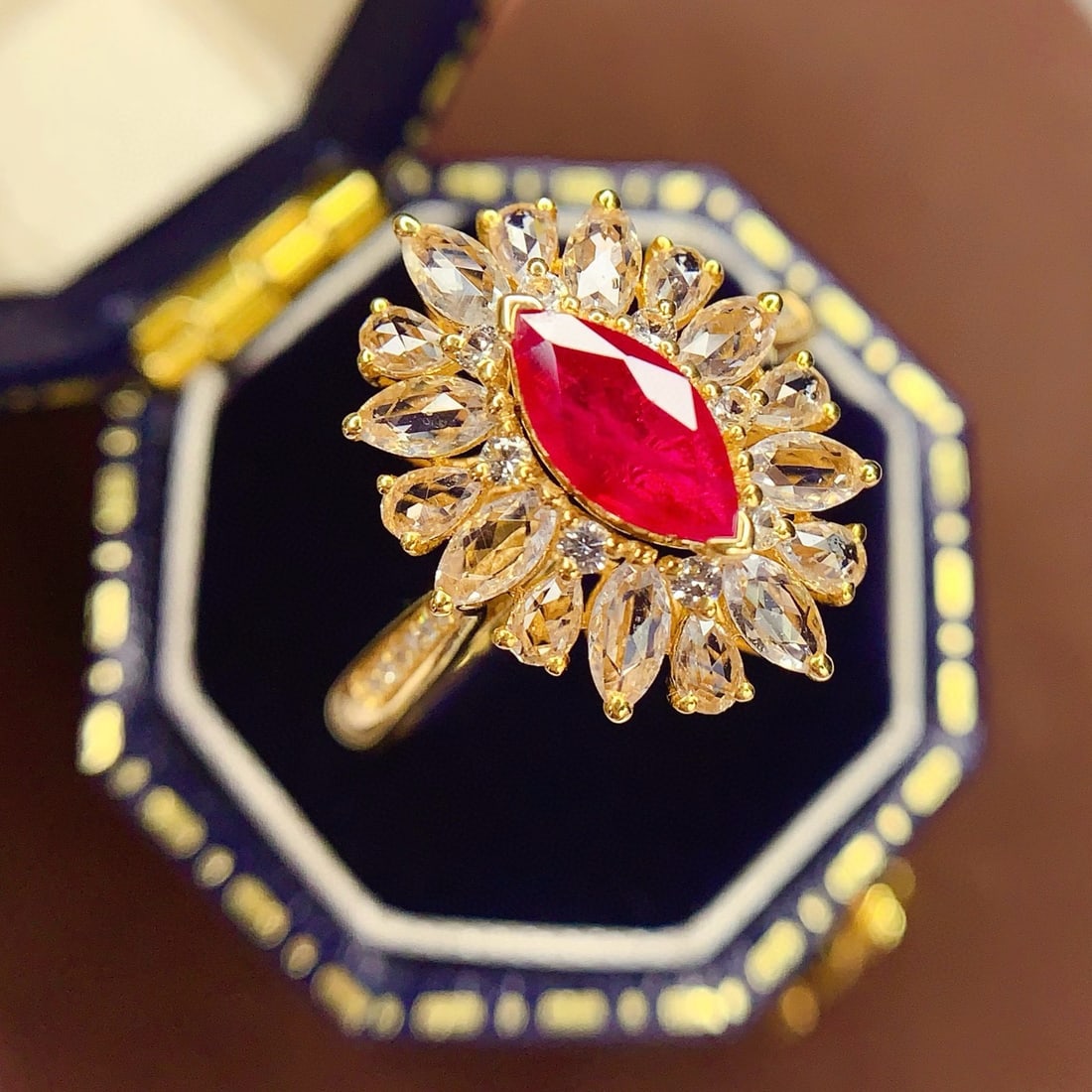 14k Gold 0.85 Ct Natural Ruby & Diamond Ring - 5