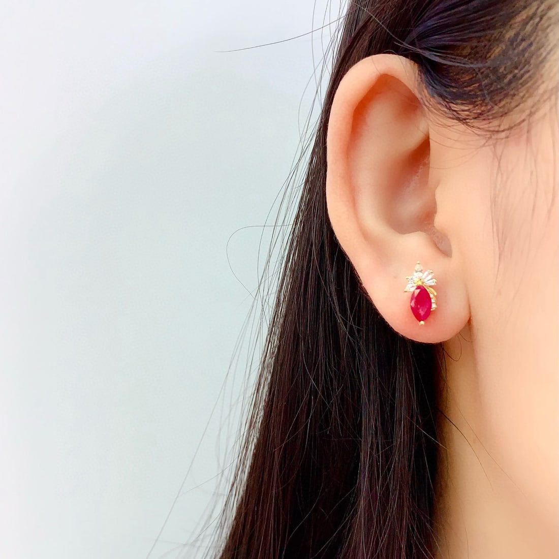 14k Gold 1.5 Ct Natural Ruby & Diamond Earrings - 3