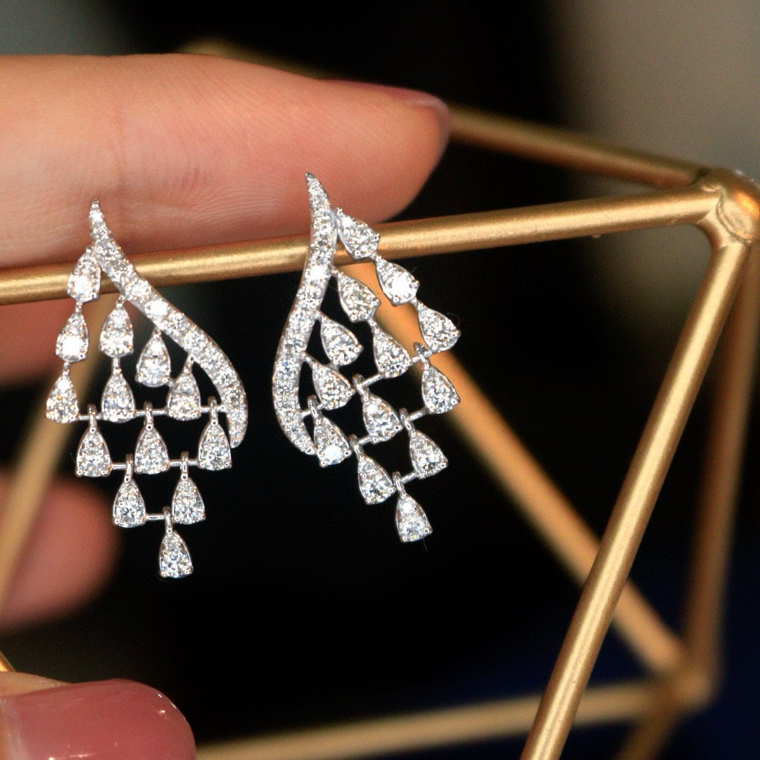 14k Gold 1.1 Ct Natural H Diamond Earrings - 2