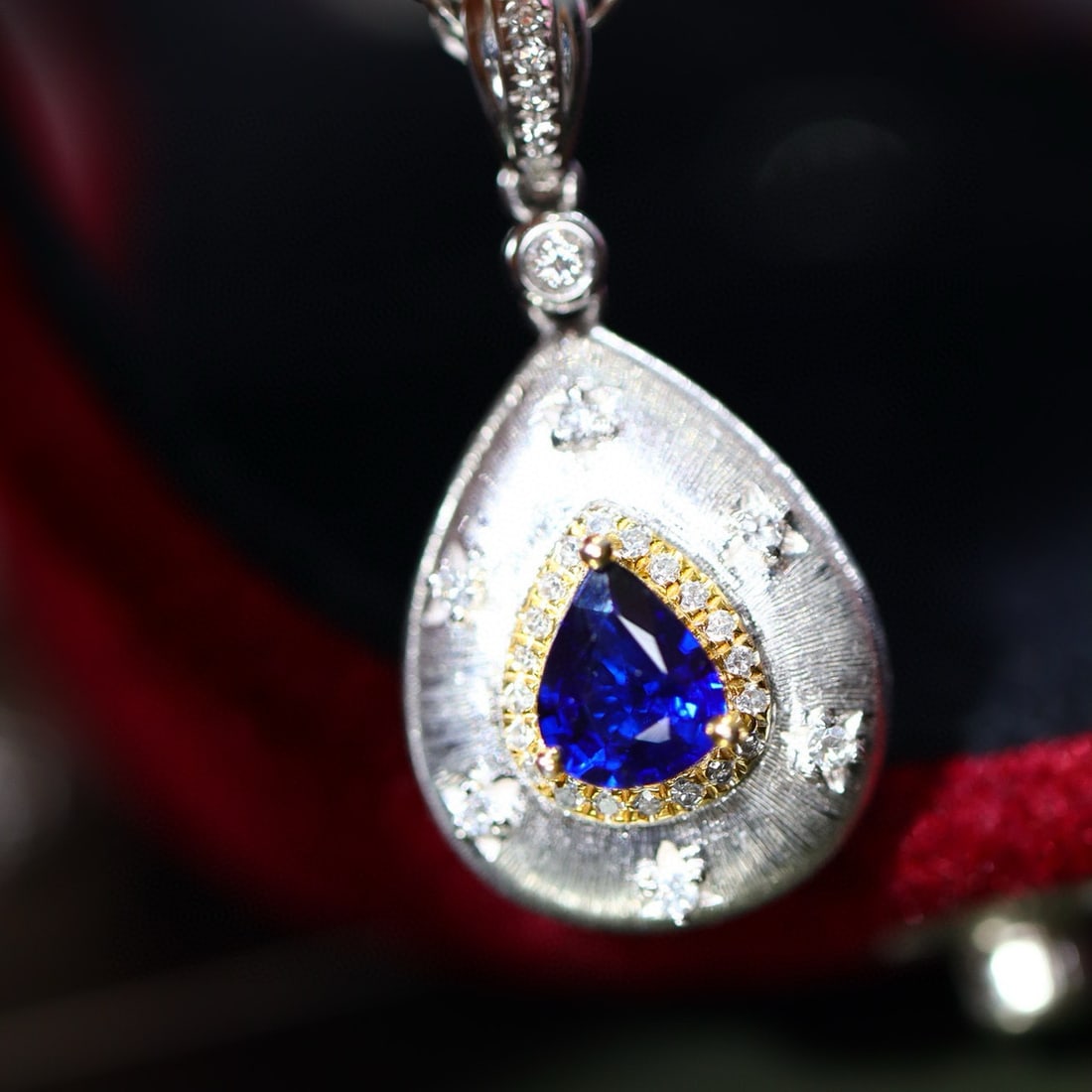 14k Gold 0.60 Ctw Natural Sapphire & Diamond Pendant( Without Chain ) - 6