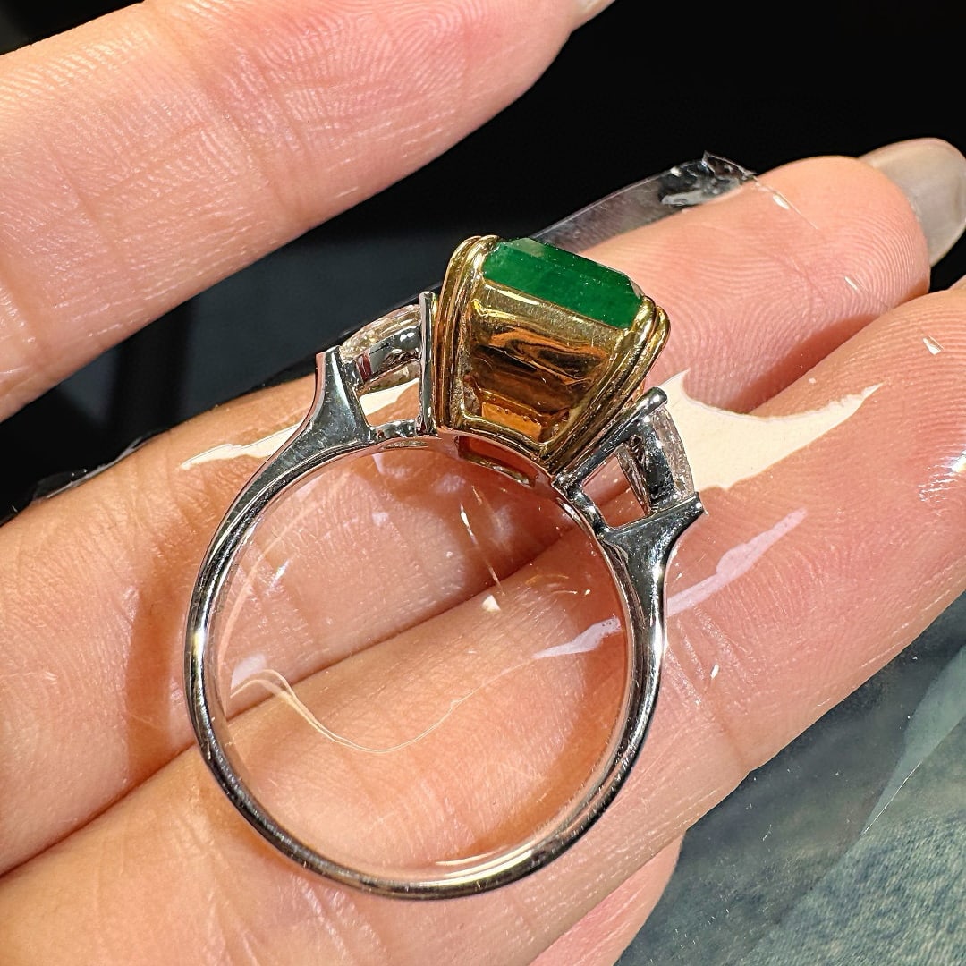 14k Gold 5.71 Ctw Natural Emerald & Diamond Ring - 3