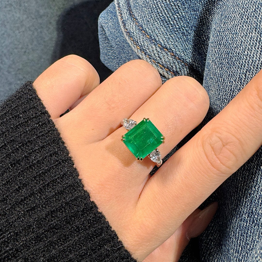 14k Gold 5.71 Ctw Natural Emerald & Diamond Ring - 4