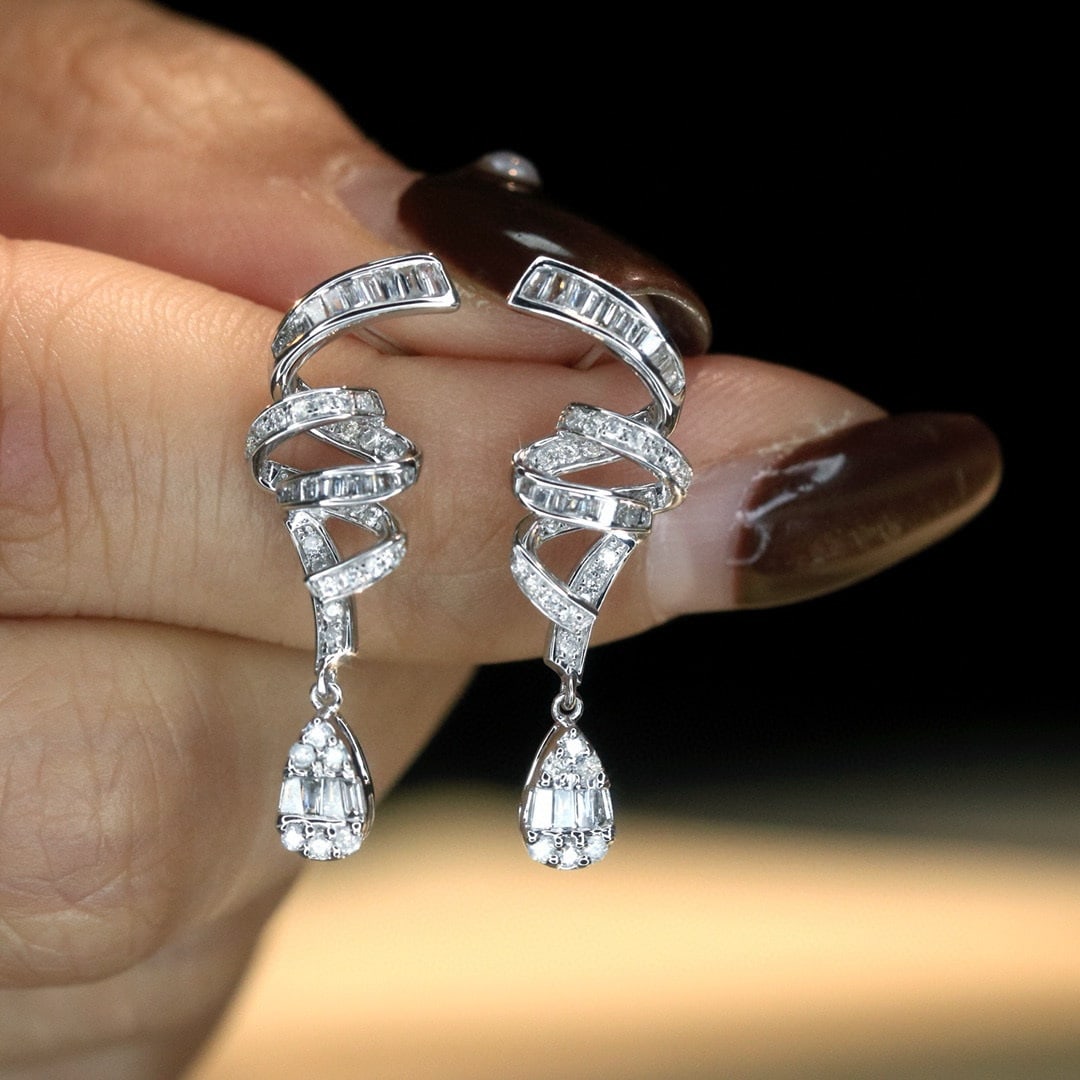 14k Gold 0.60 Ct Natural H Diamond Earrings - 3
