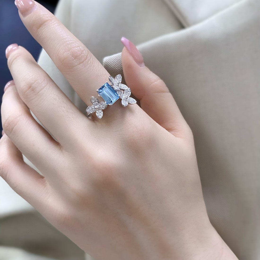14k Gold 1.63 Ctw Natural Aquamarine & Diamond Ring - 4