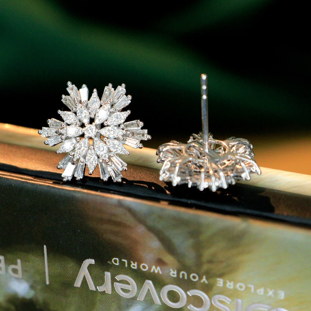 14k Gold 1.3 Ct Natural H Diamond Earrings - 2