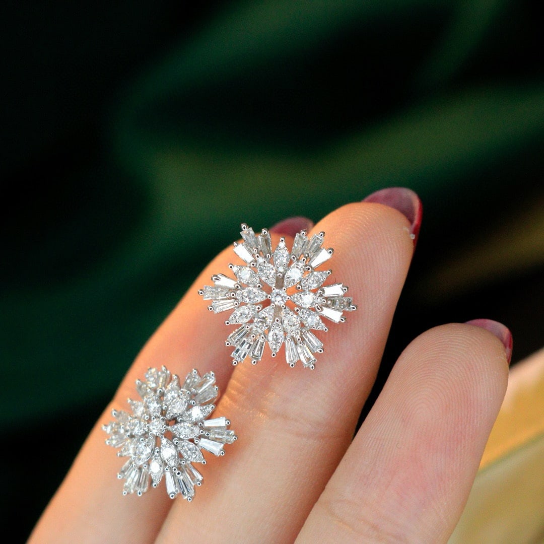 14k Gold 1.3 Ct Natural H Diamond Earrings - 3