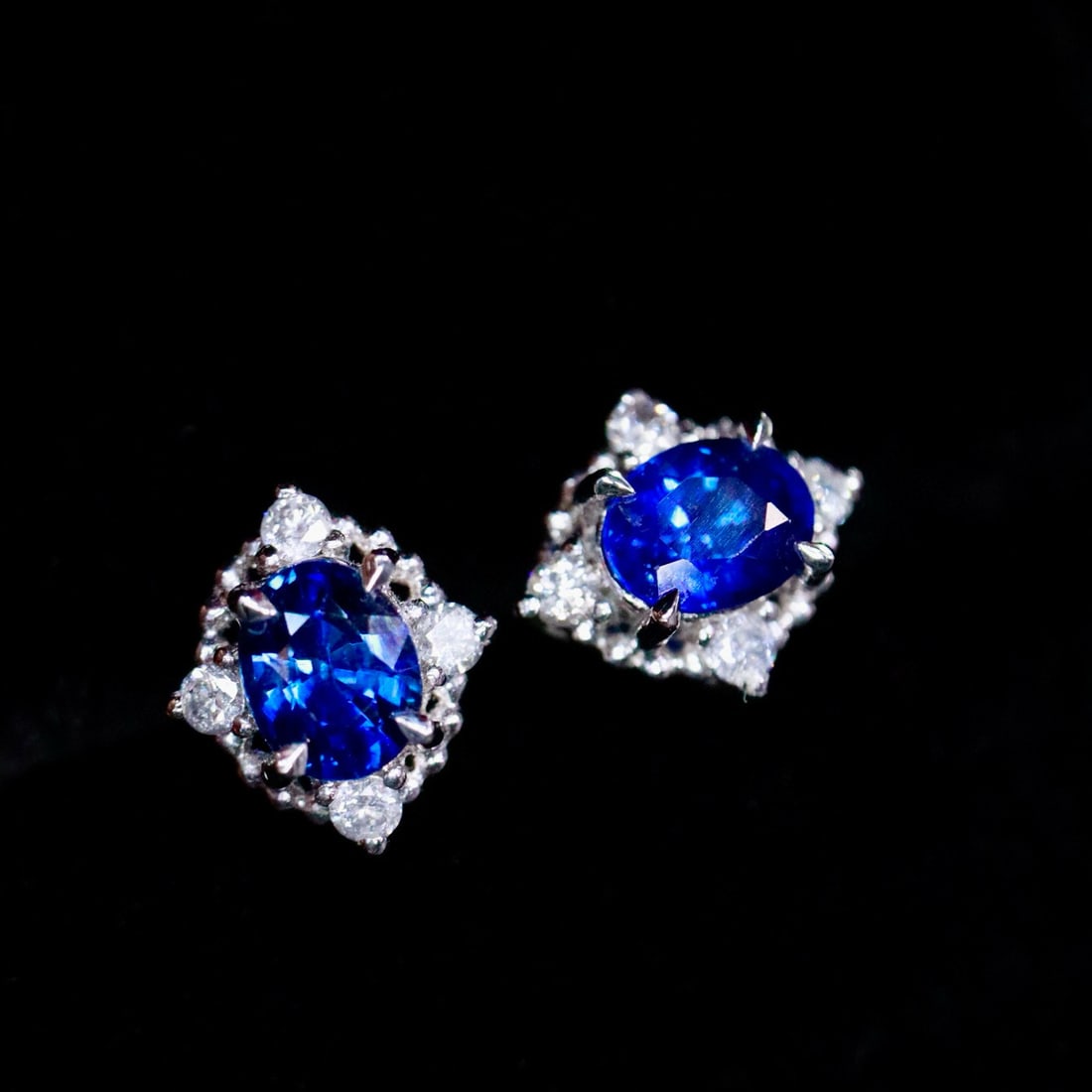 14k Gold 1.26 Ctw Natural Sapphire & Diamond Earrings - 5