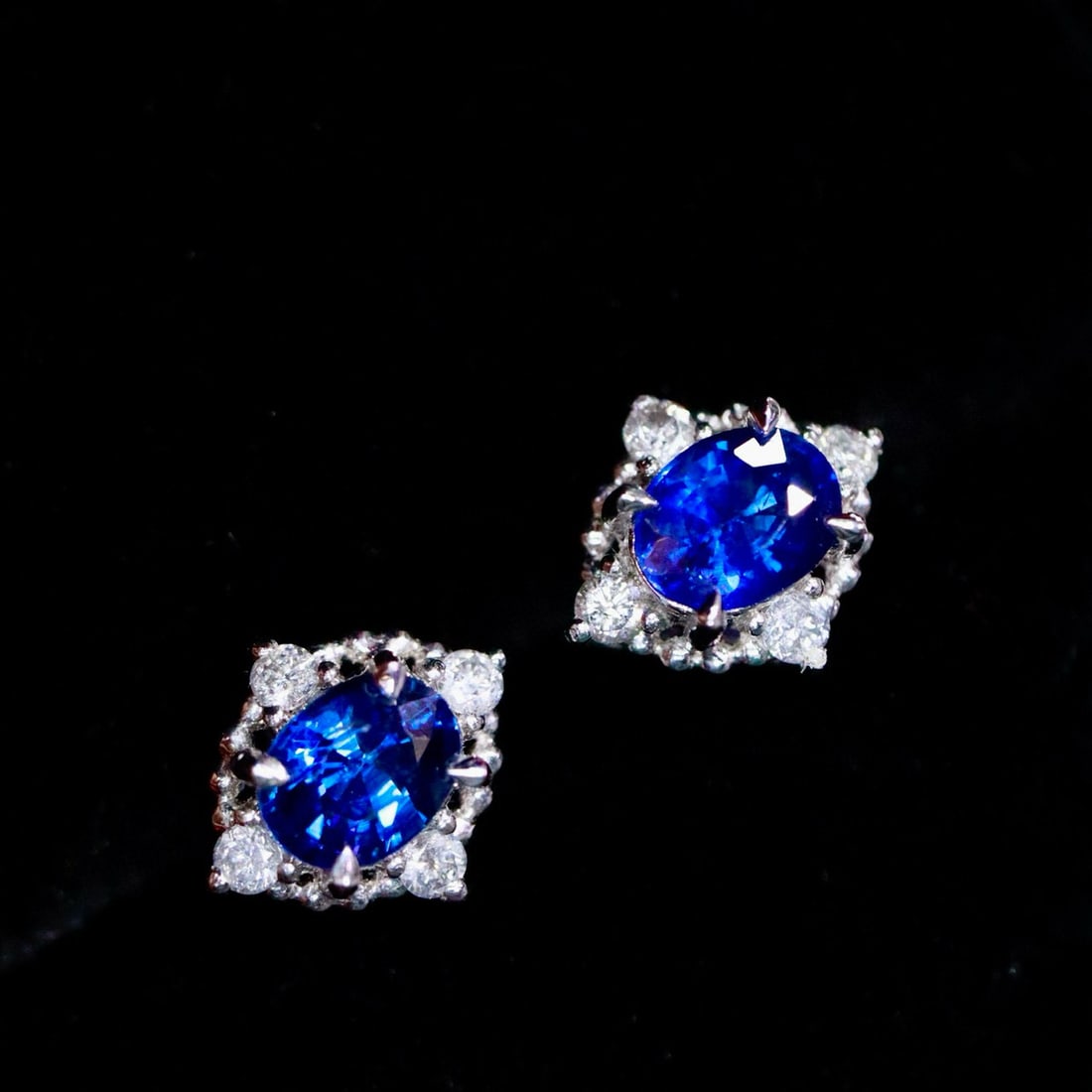 14k Gold 1.26 Ctw Natural Sapphire & Diamond Earrings - 6