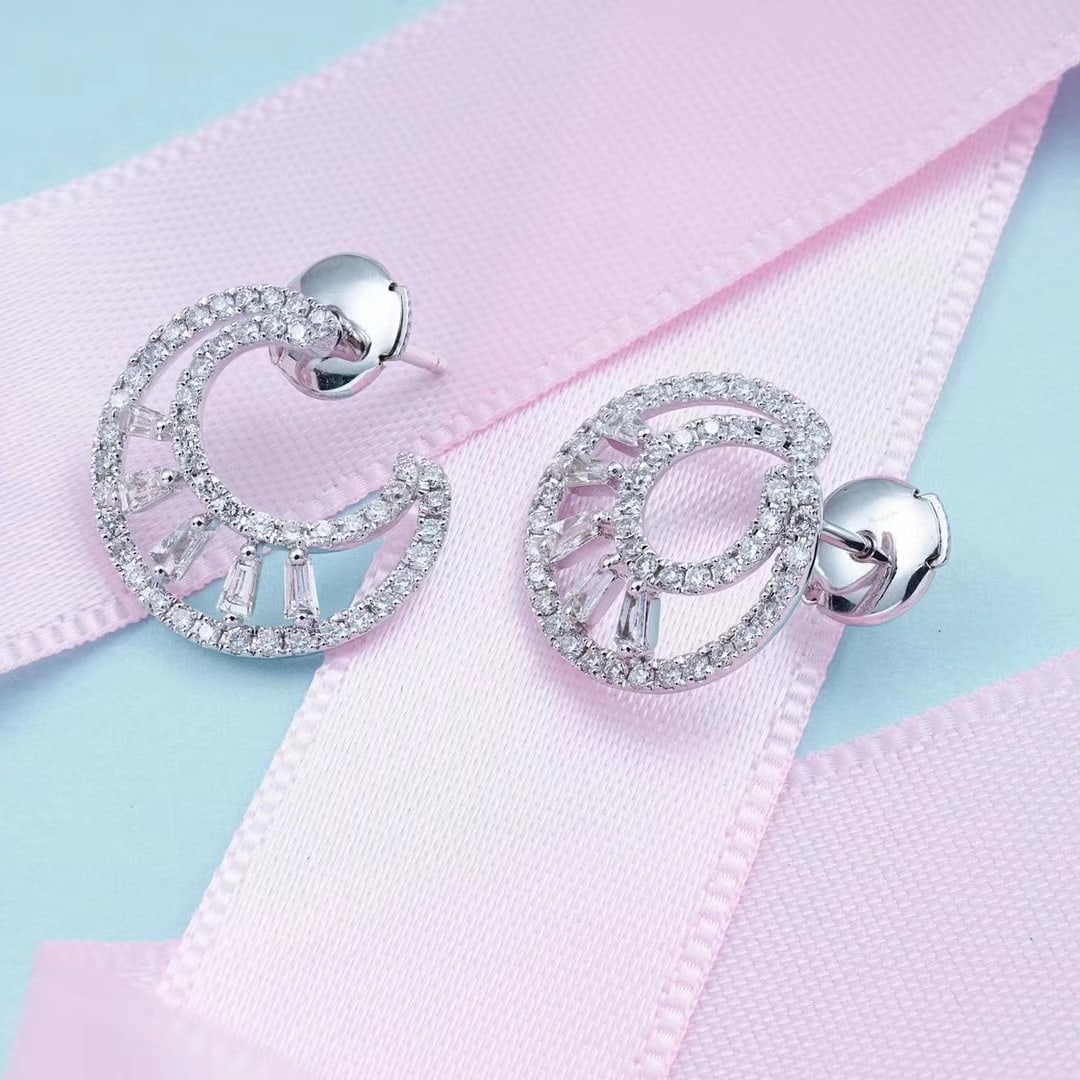 14k Gold 0.89 Ctw Natural H Diamond Earrings - 3