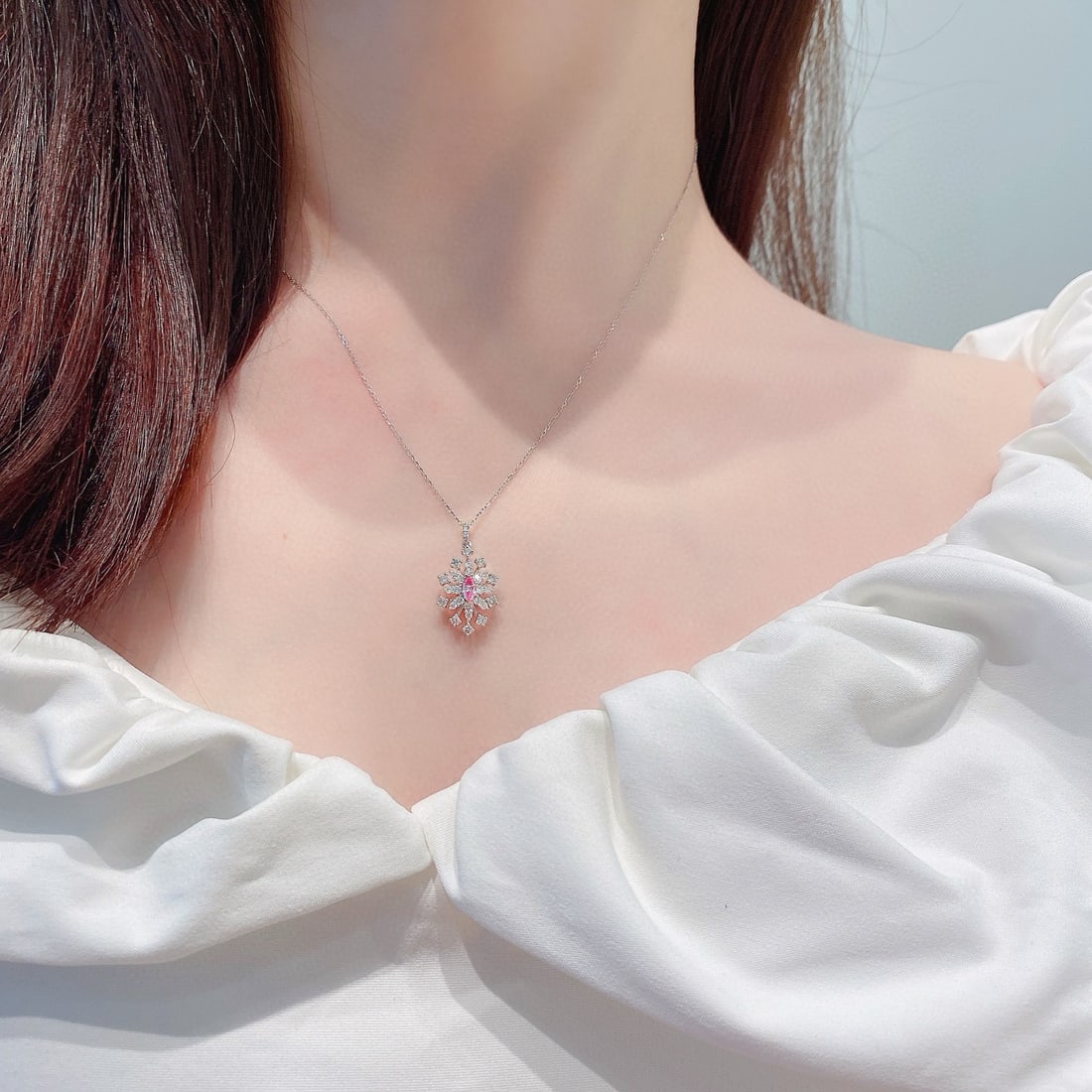 14k Gold 0.66 Ctw Natural Pink Diamond & Diamond Pendant( Without Chain ) - 2