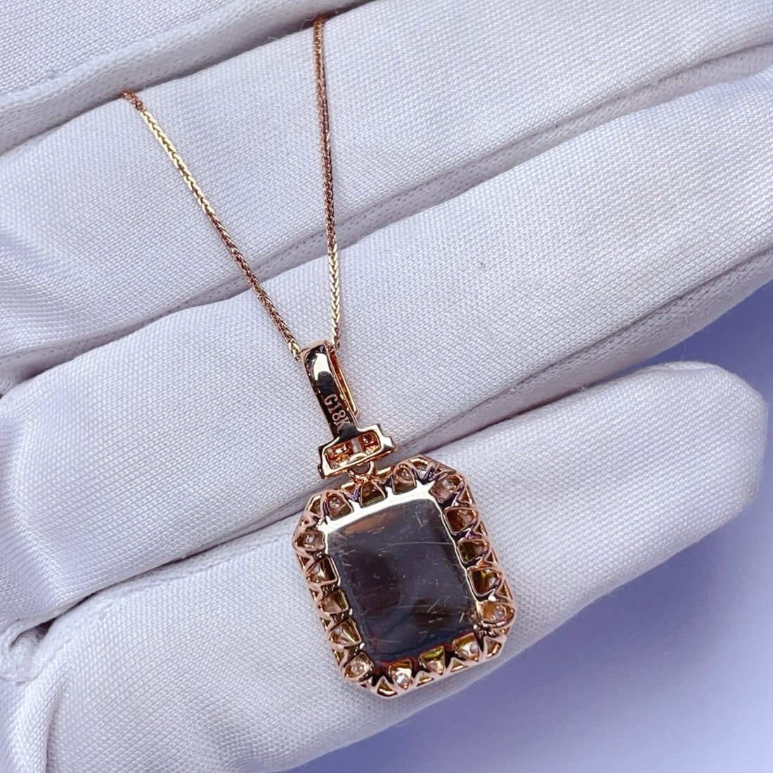 14k Gold 5.23 Ctw Natural Tourmaline & Diamond Pendant( Without Chain ) - 4