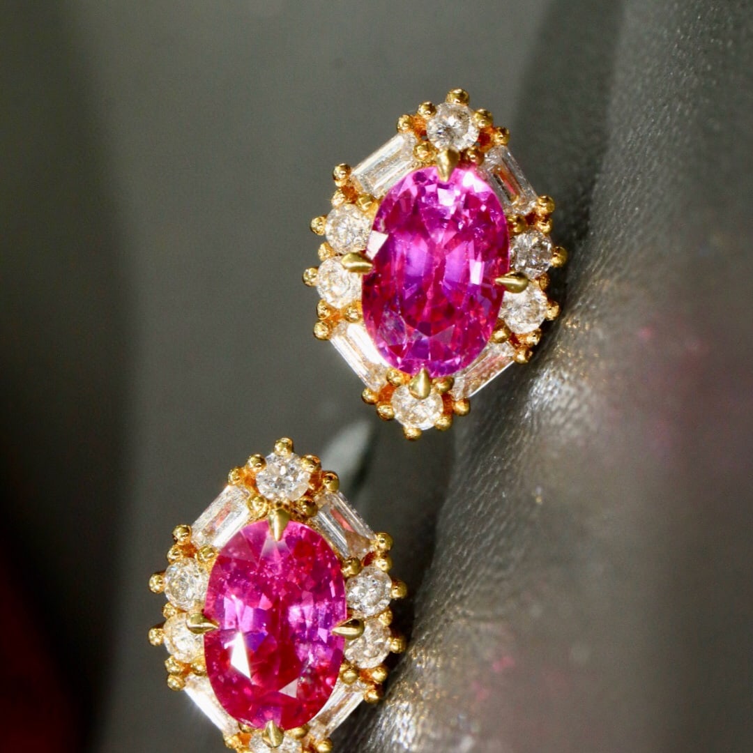 14k Gold 1.53 Ctw Natural Ruby & Diamond Earrings - 3