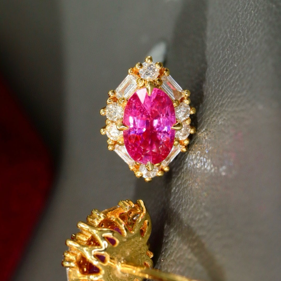 14k Gold 1.53 Ctw Natural Ruby & Diamond Earrings - 4