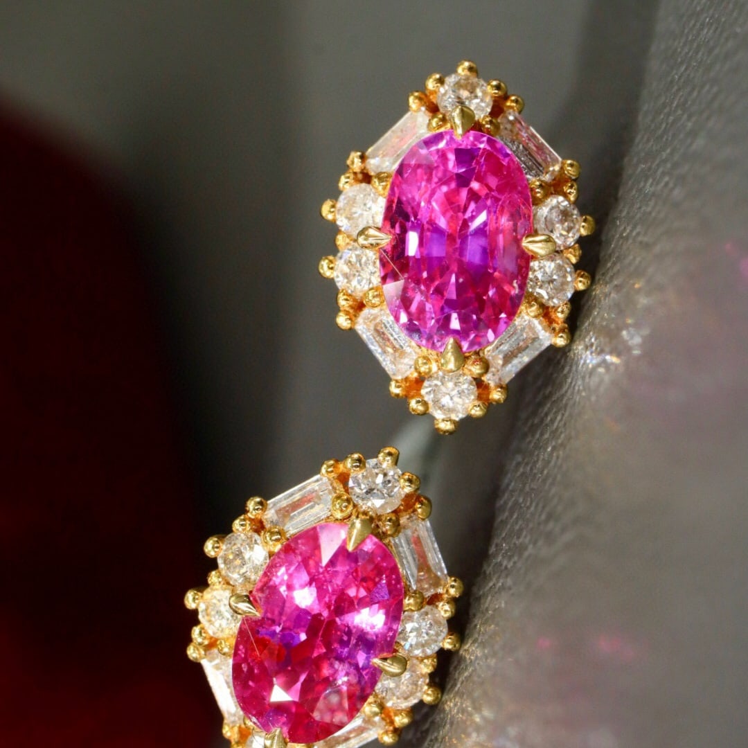 14k Gold 1.53 Ctw Natural Ruby & Diamond Earrings - 5