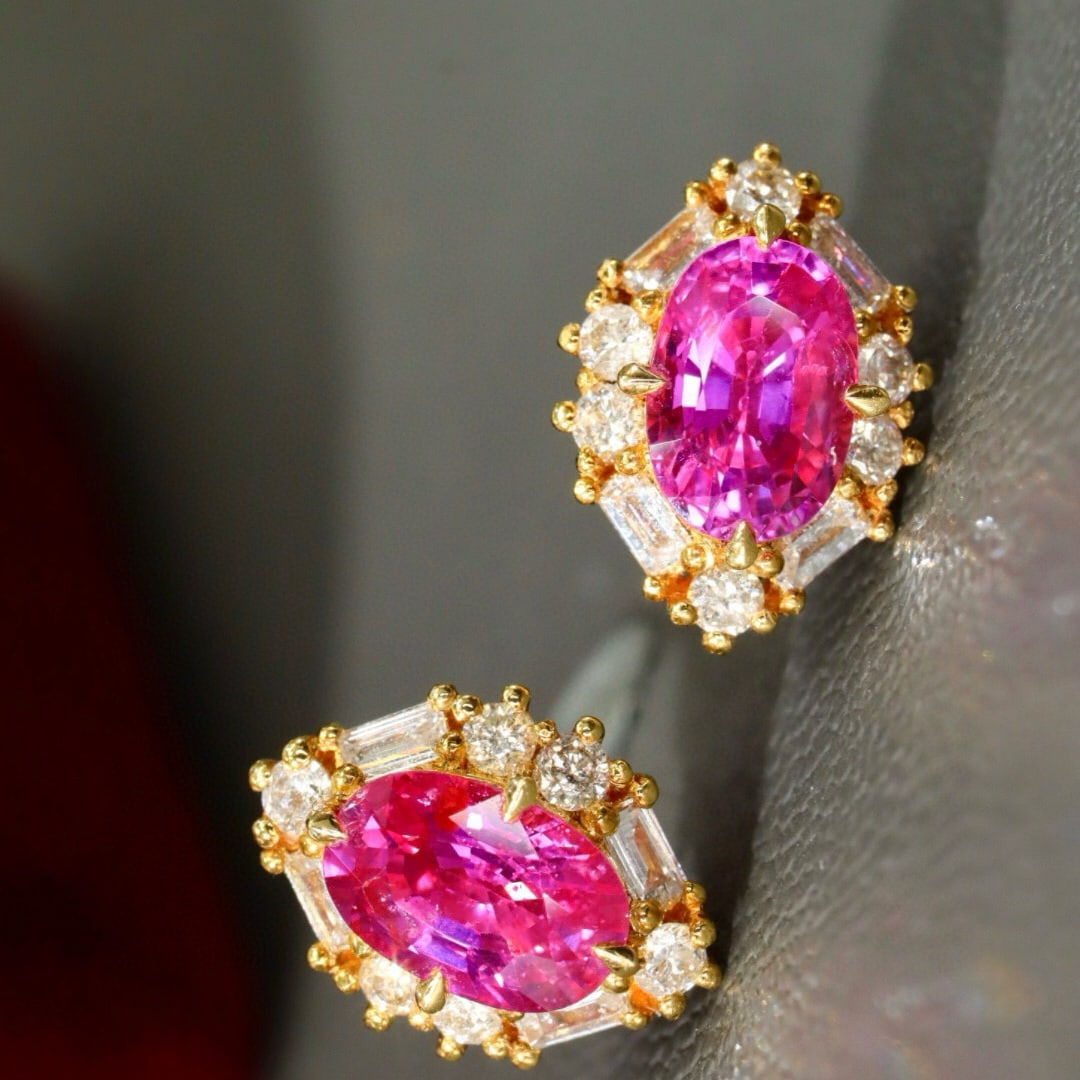 14k Gold 1.53 Ctw Natural Ruby & Diamond Earrings - 6