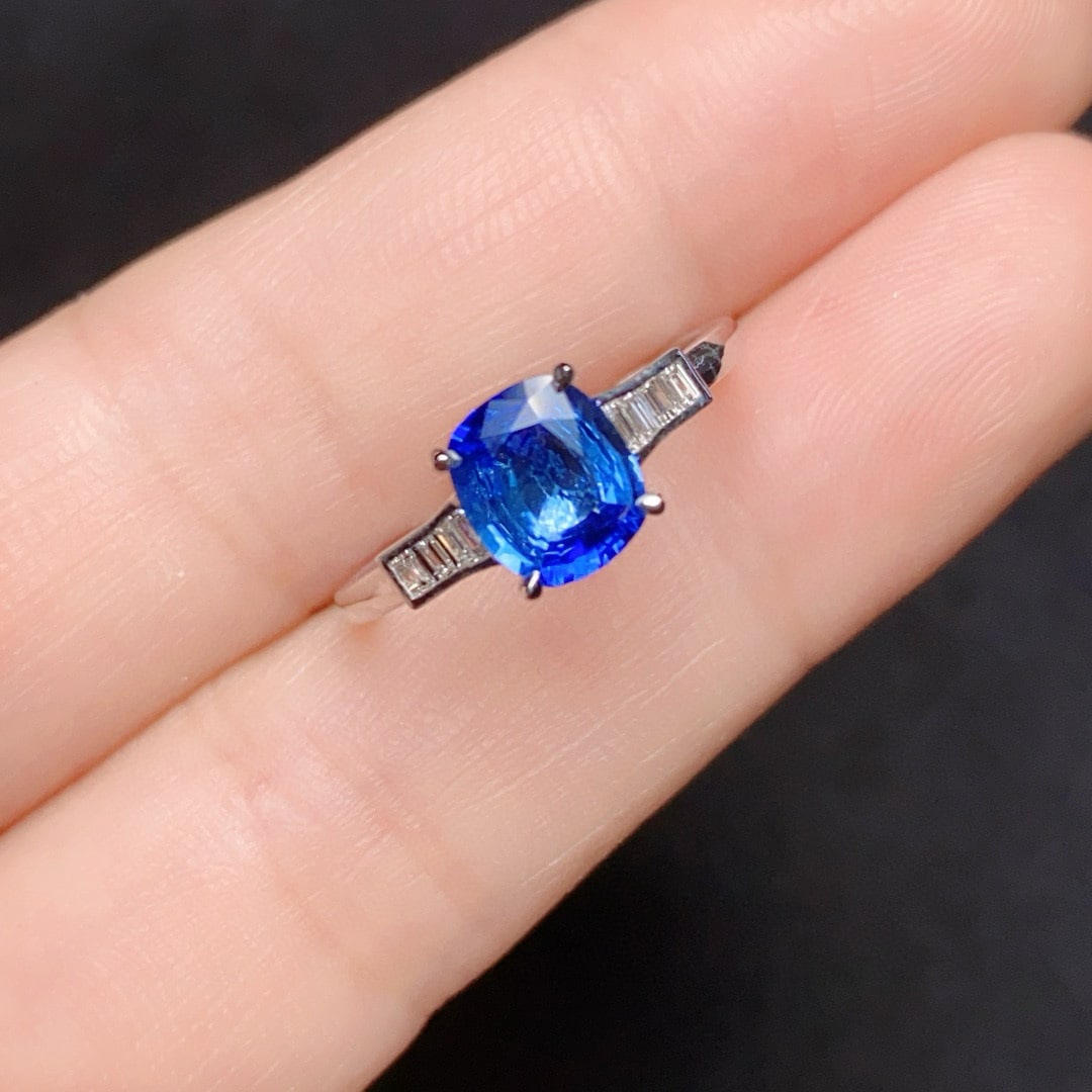 14k Gold 1.58 Ctw Natural Sapphire & Diamond Ring - 2