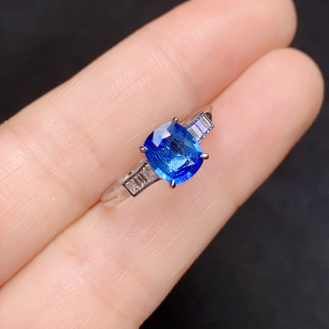 14k Gold 1.58 Ctw Natural Sapphire & Diamond Ring - 3