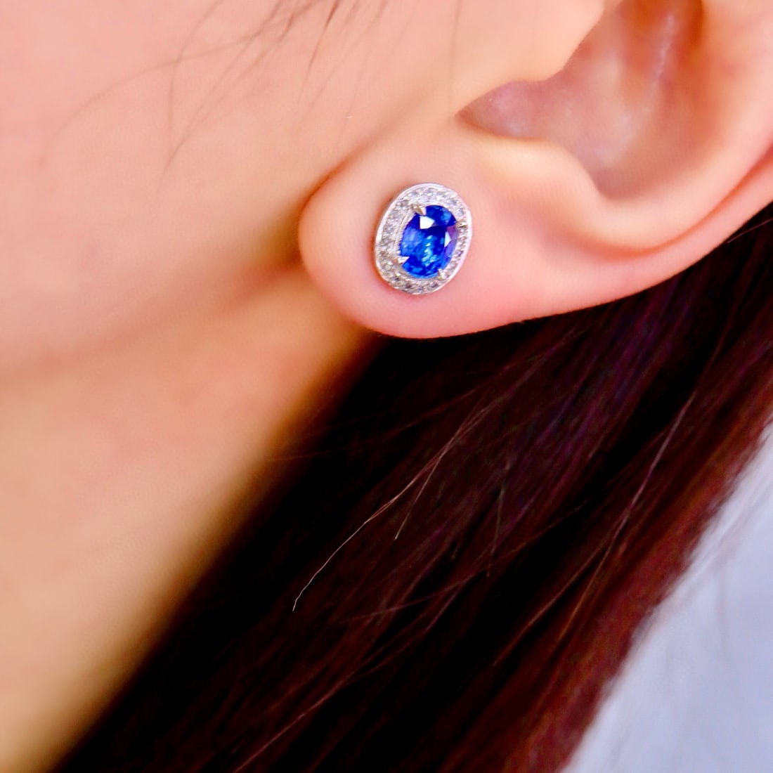 14k Gold 1.91 Ctw Natural Sapphire & Diamond Earrings - 5