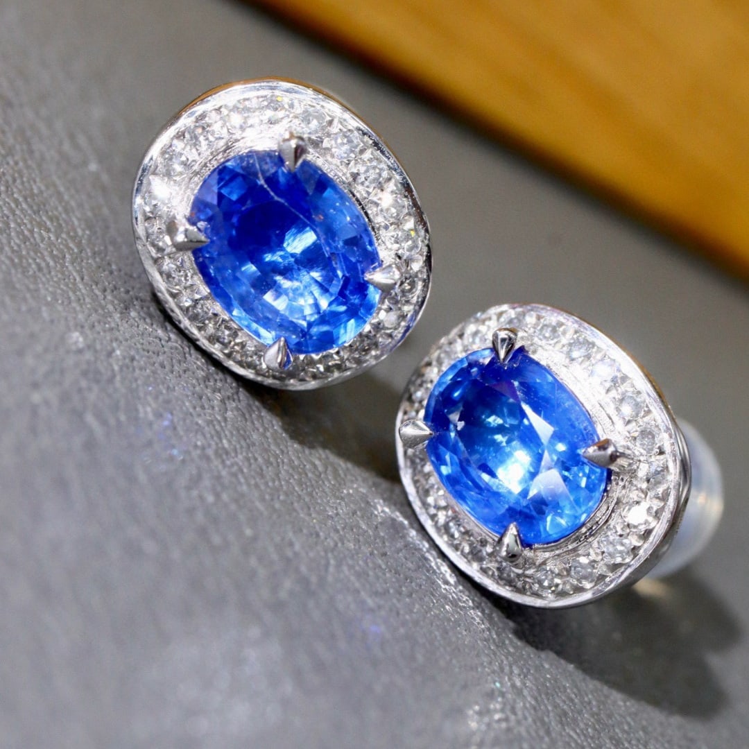 14k Gold 1.91 Ctw Natural Sapphire & Diamond Earrings - 6