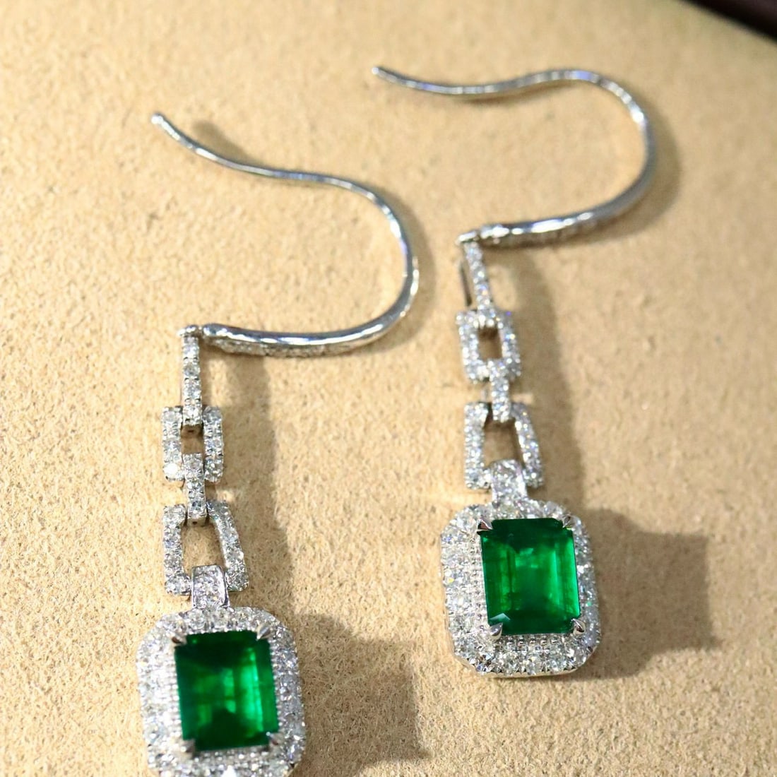 14k Gold 1.63 Ctw Natural Emerald & Diamond Earrings (1 of 6)