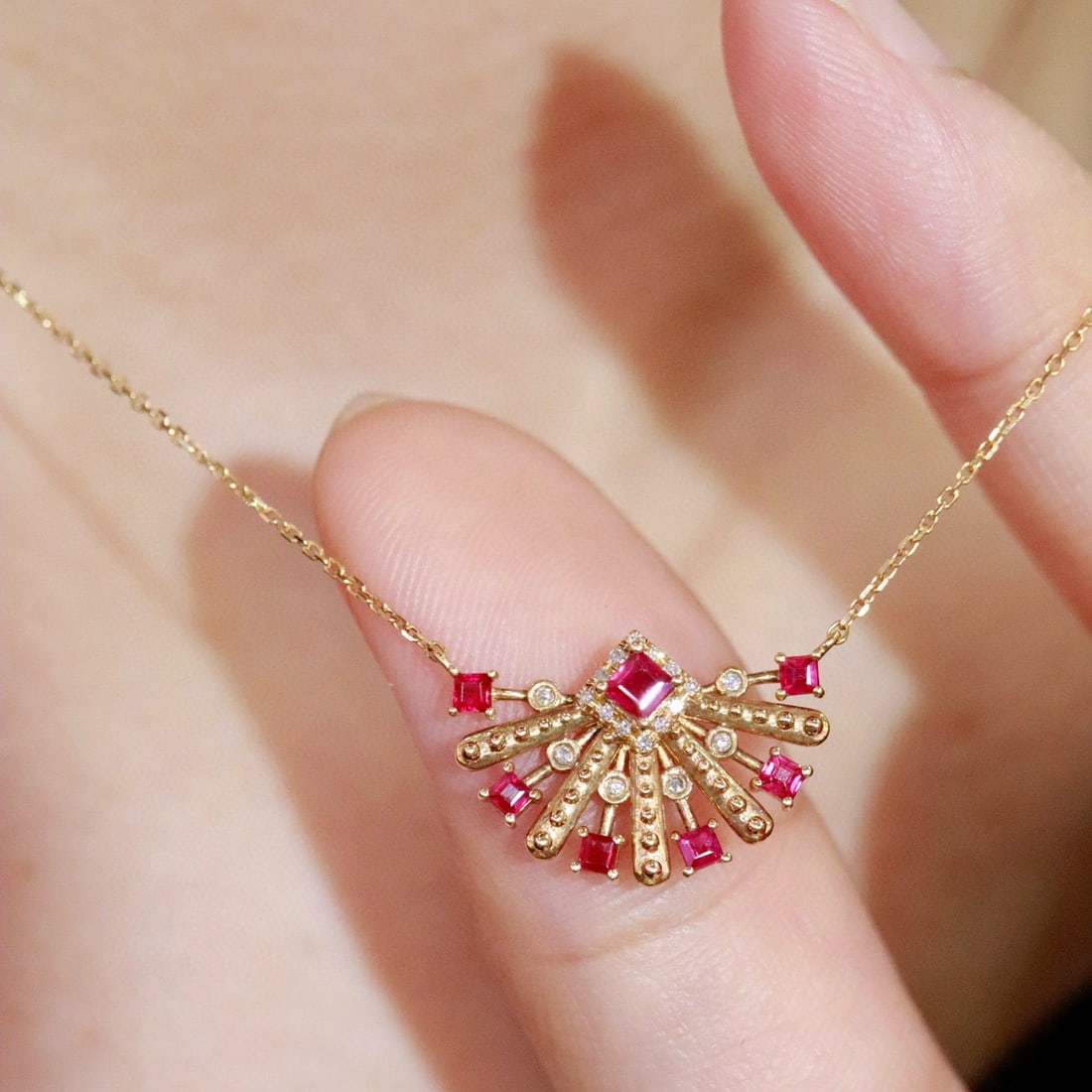 14k Gold 0.51 Ctw Natural Ruby & Diamond Pendant( Without Chain ) - 5