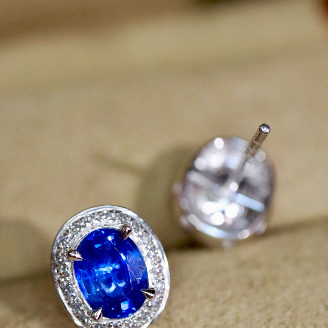 14k Gold 1.91 Ctw Natural Sapphire & Diamond Earrings - 2