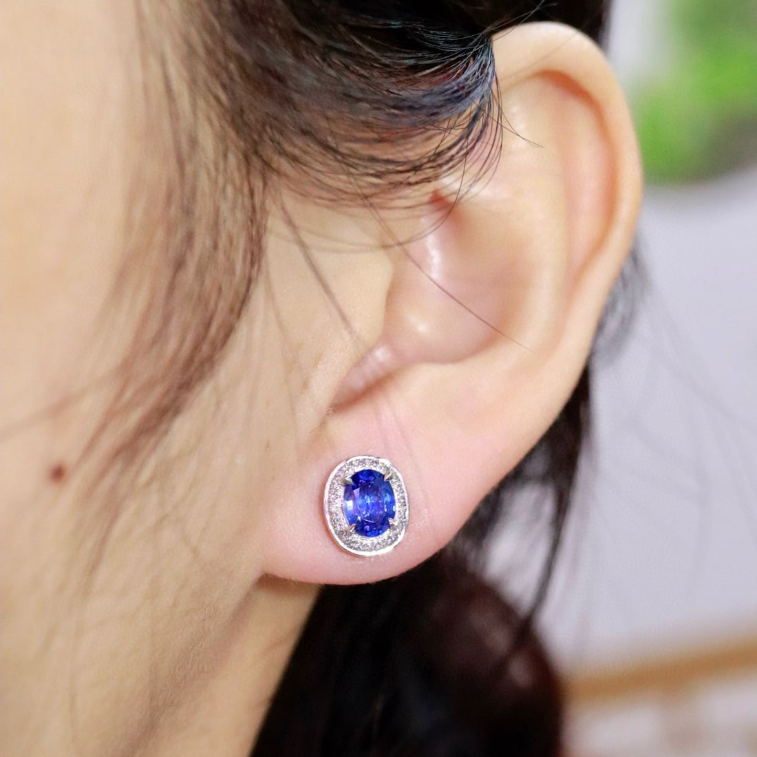 14k Gold 1.91 Ctw Natural Sapphire & Diamond Earrings - 4