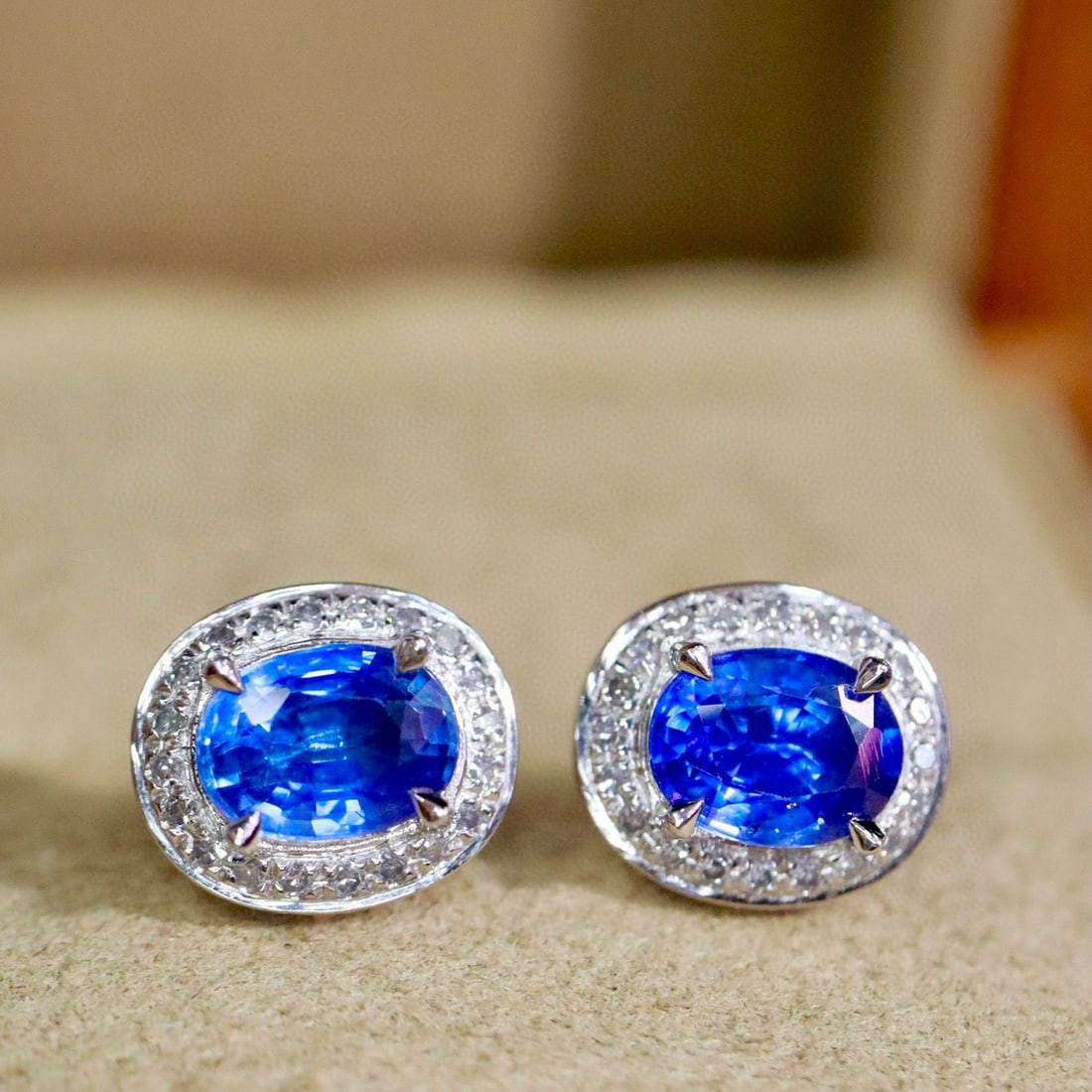 14k Gold 1.91 Ctw Natural Sapphire & Diamond Earrings - 6