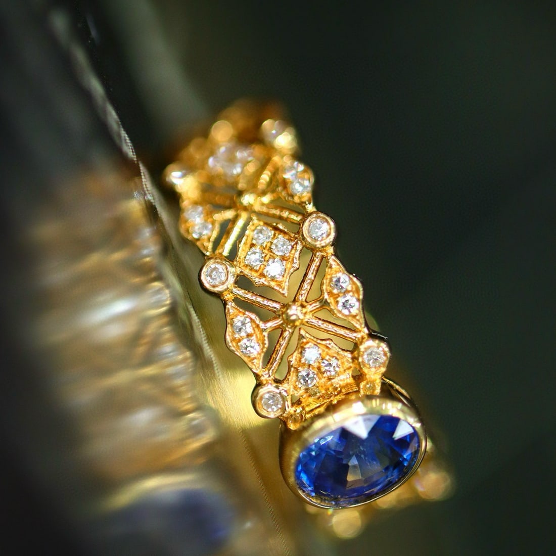 14k Gold 0.80 Ctw Natural Sapphire & Diamond Ring - 2