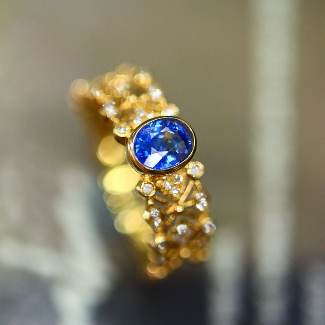 14k Gold 0.80 Ctw Natural Sapphire & Diamond Ring - 3