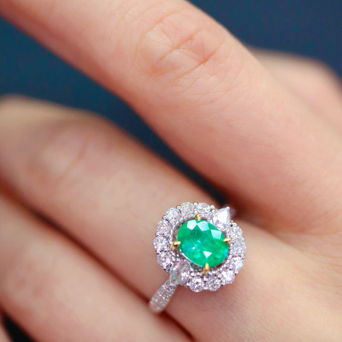 14k Gold 1.52 Ctw Natural Emerald & Diamond Ring - 5