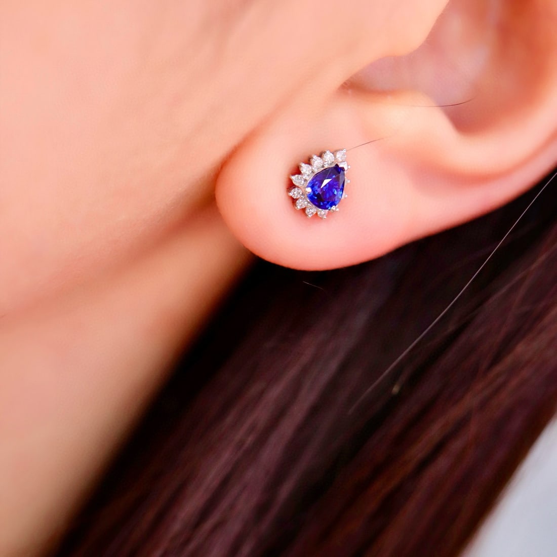 14k Gold 0.87 Ctw Natural Sapphire & Diamond Earrings - 3