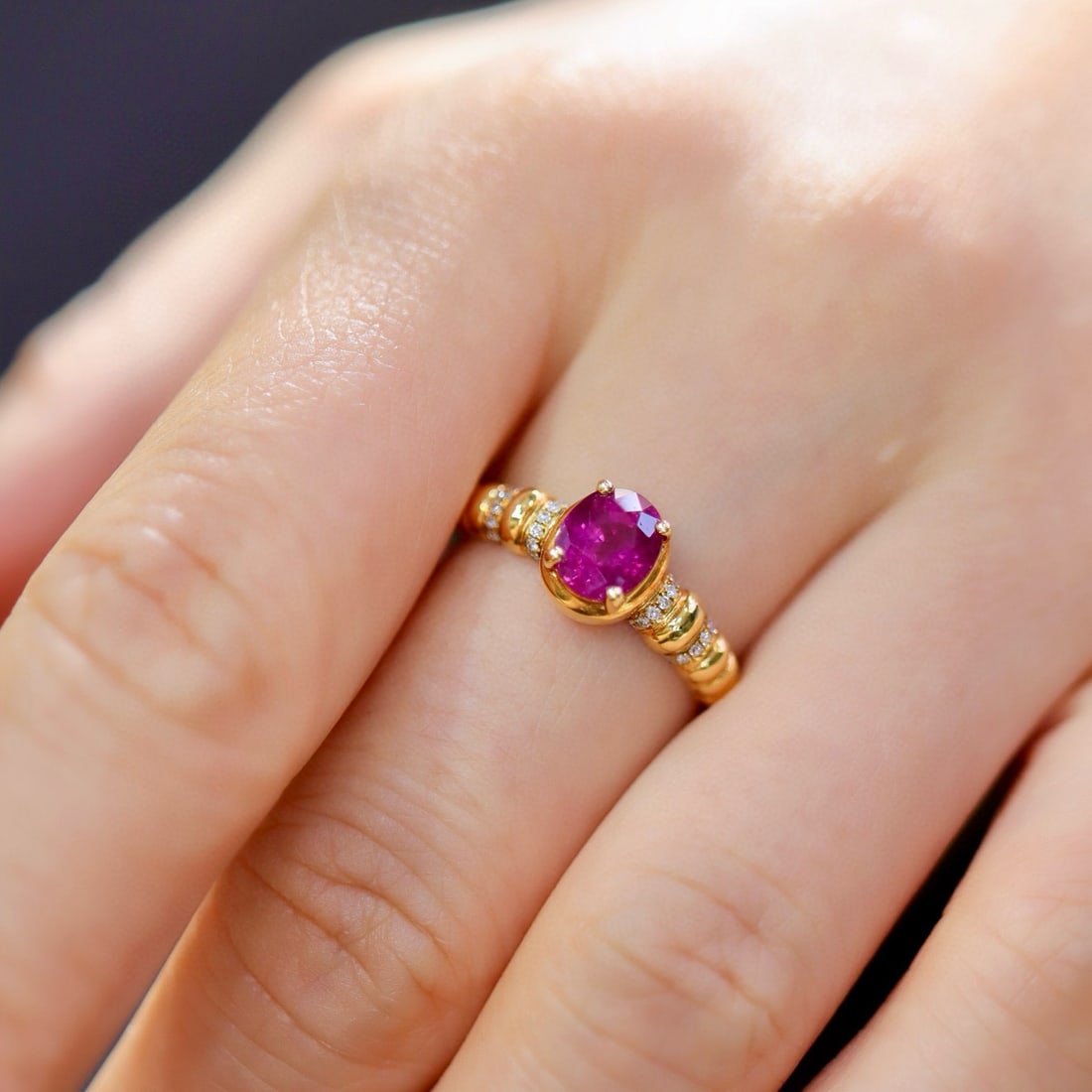 14k Gold 1.10 Ctw Natural Ruby & Diamond Ring - 5