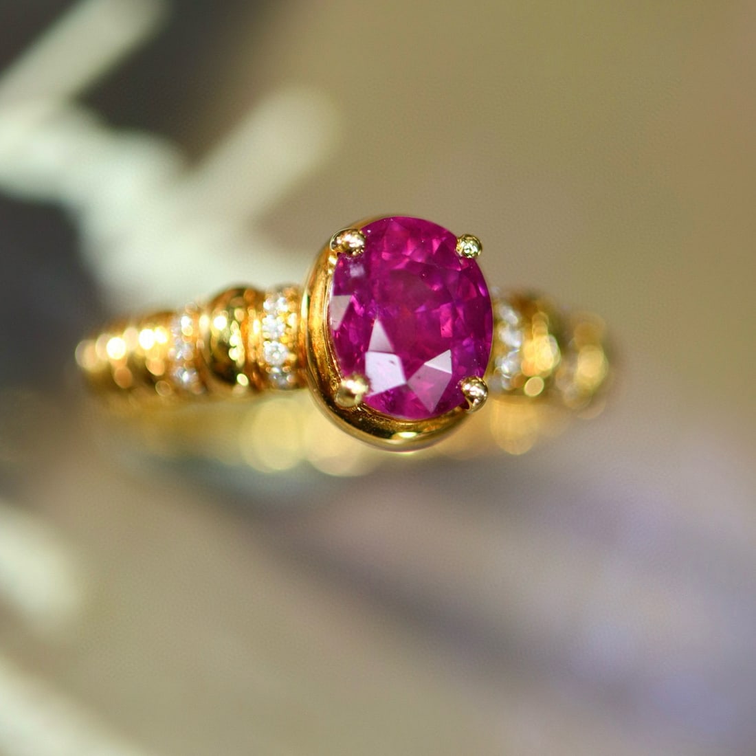 14k Gold 1.10 Ctw Natural Ruby & Diamond Ring - 6