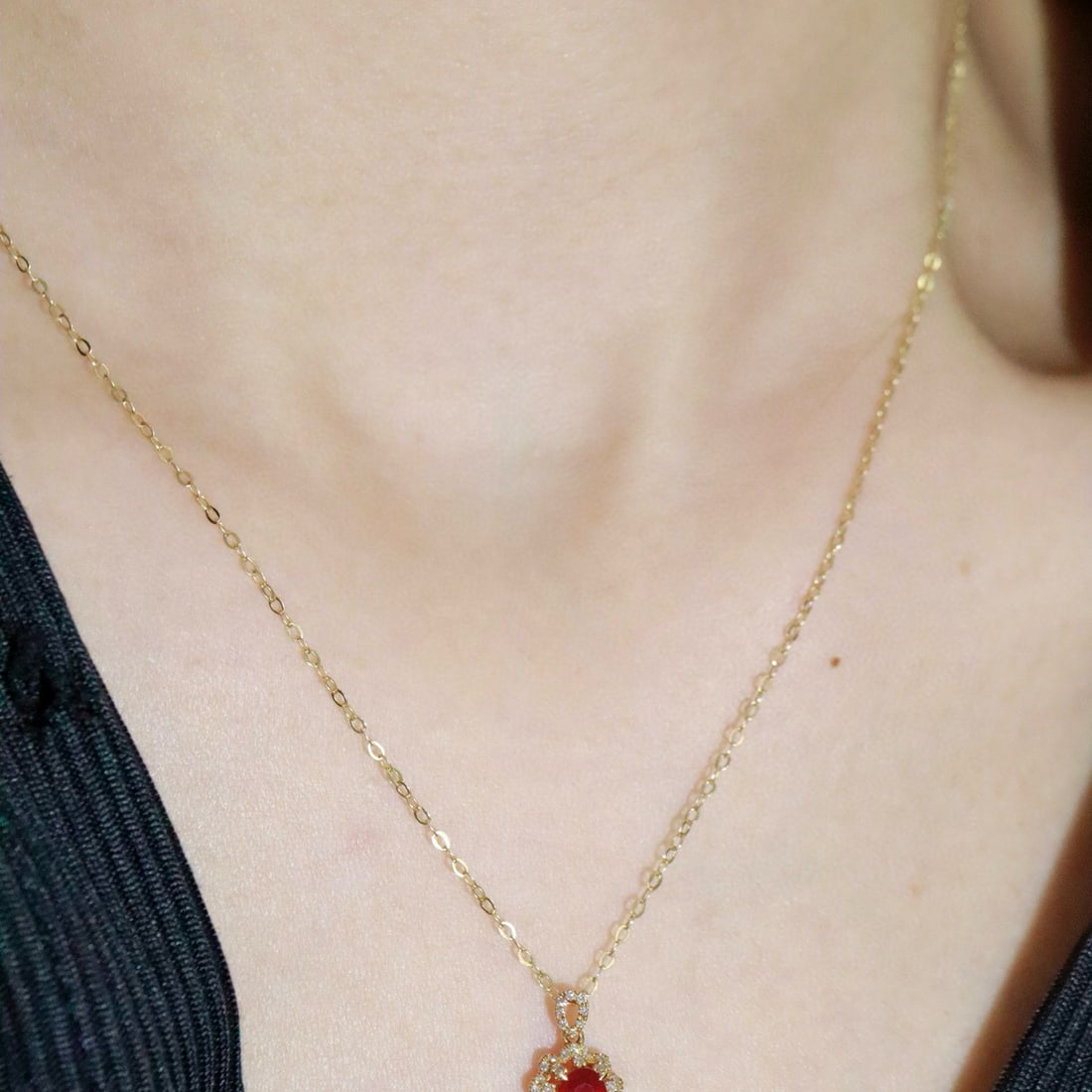 14k Gold 0.50 Ctw Natural Ruby & Diamond Pendant( Without Chain ) - 5