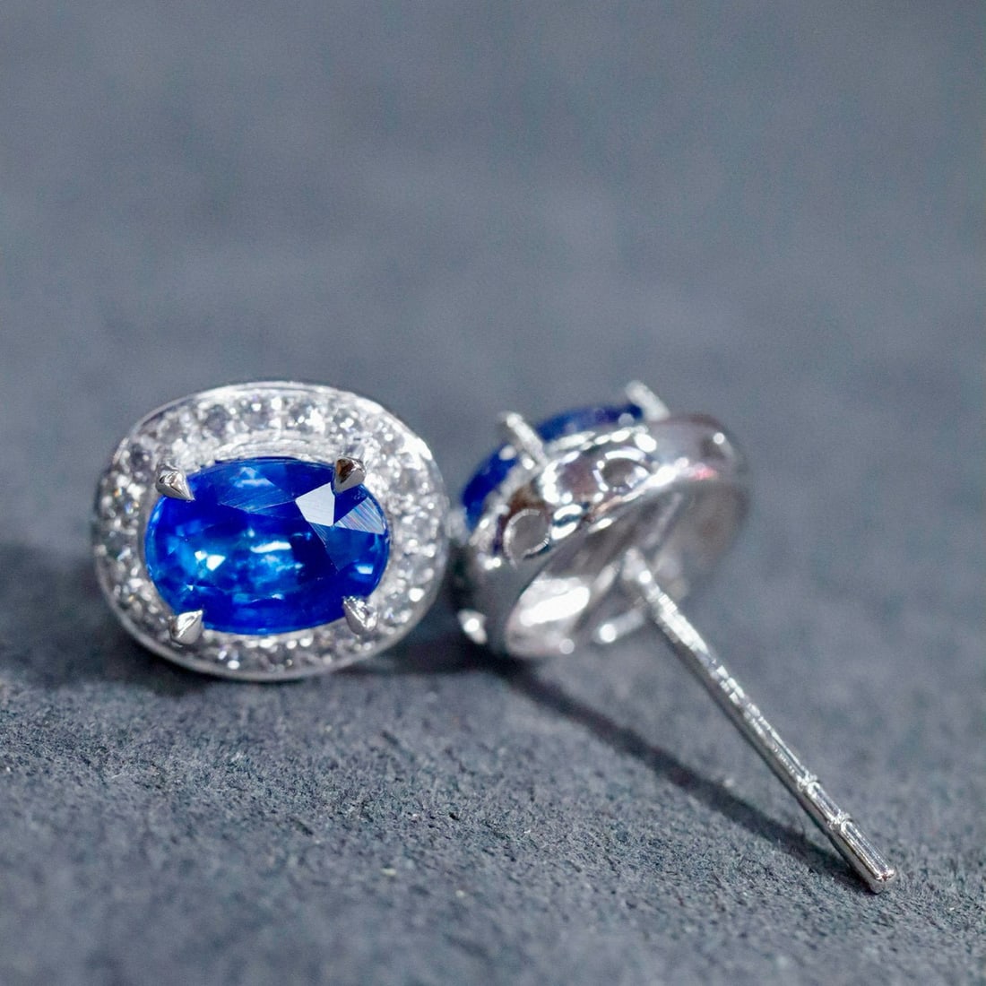 14k Gold 1.91 Ctw Natural Sapphire & Diamond Earrings - 3