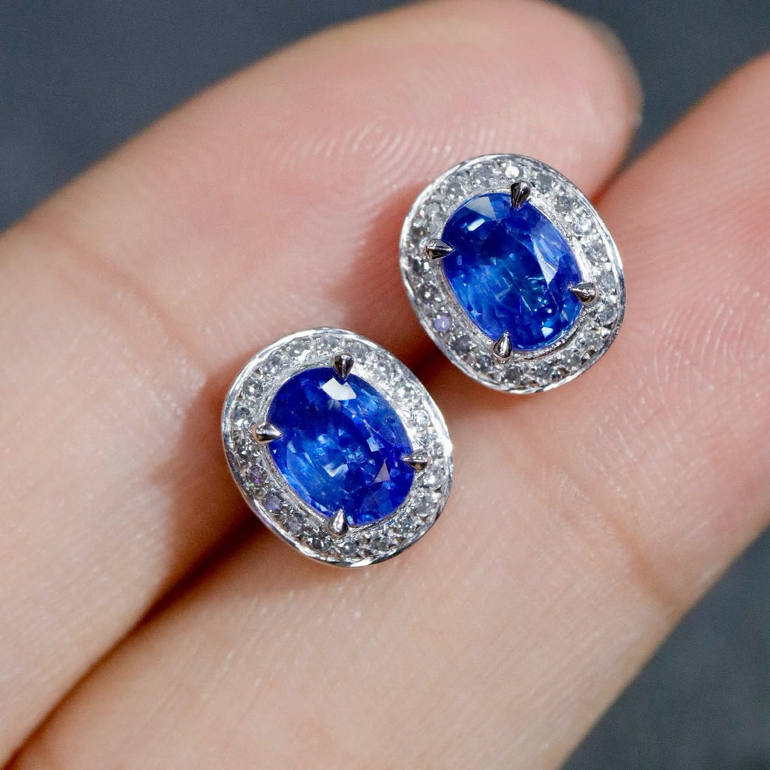 14k Gold 1.91 Ctw Natural Sapphire & Diamond Earrings - 4