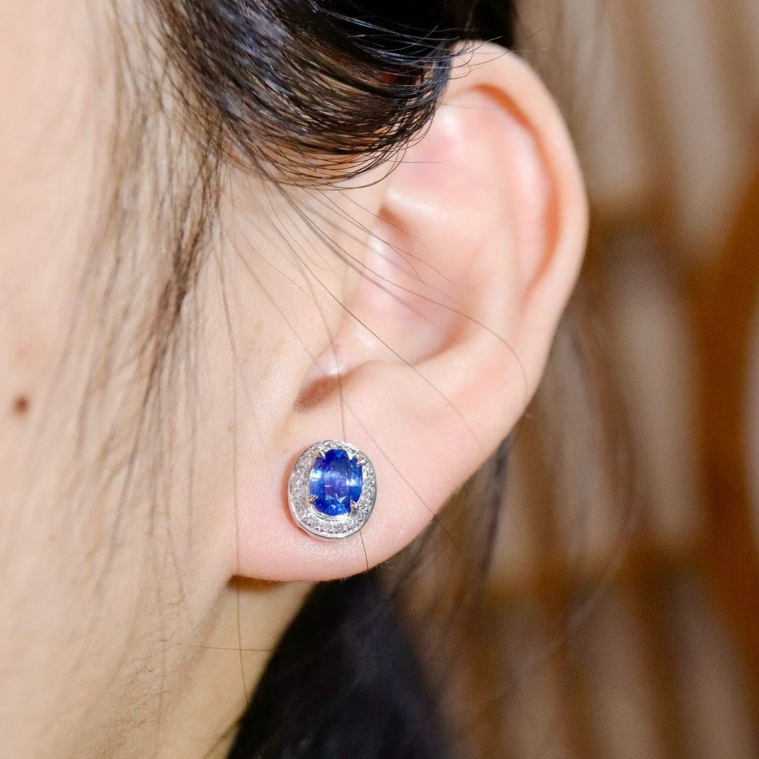 14k Gold 1.91 Ctw Natural Sapphire & Diamond Earrings - 5
