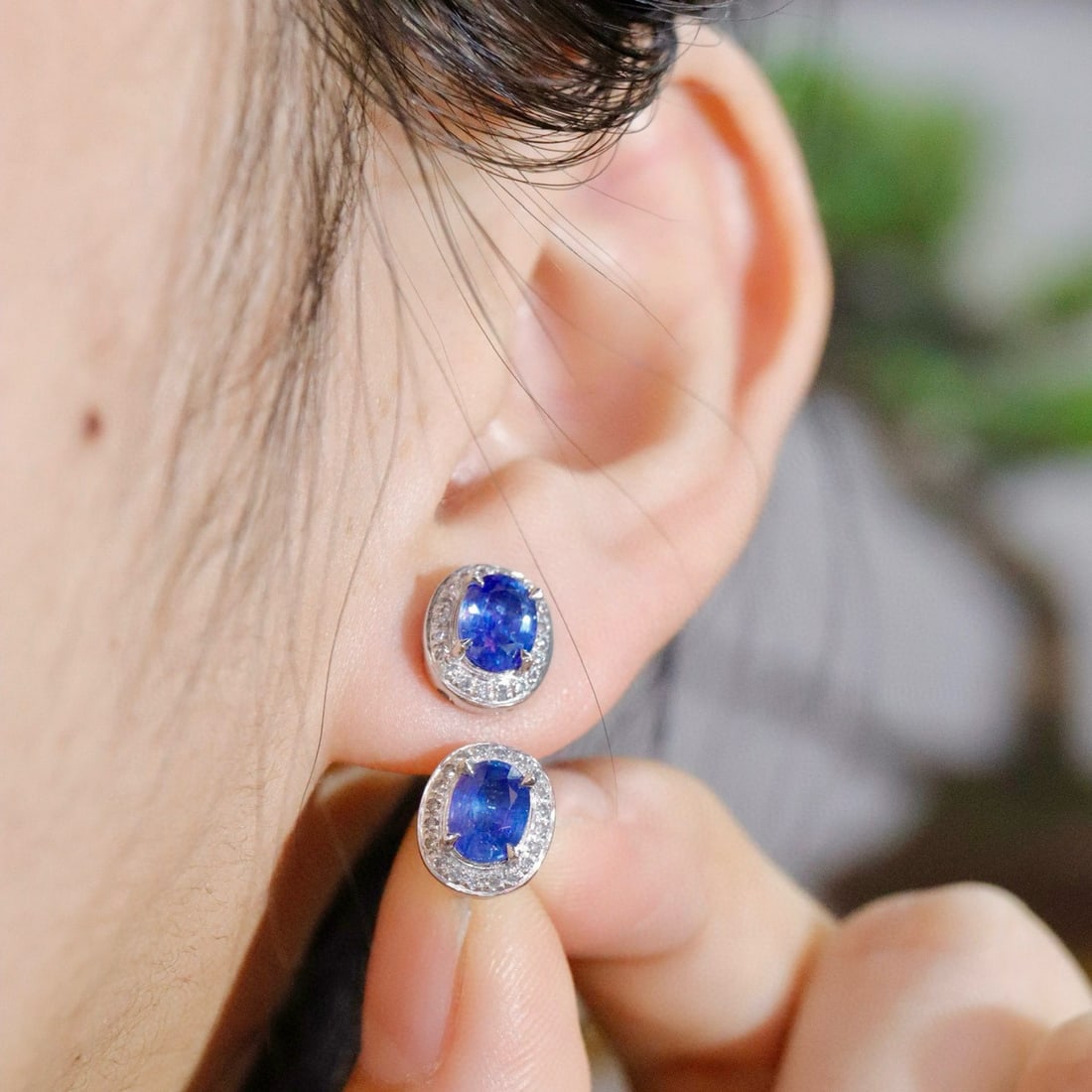 14k Gold 1.91 Ctw Natural Sapphire & Diamond Earrings - 6