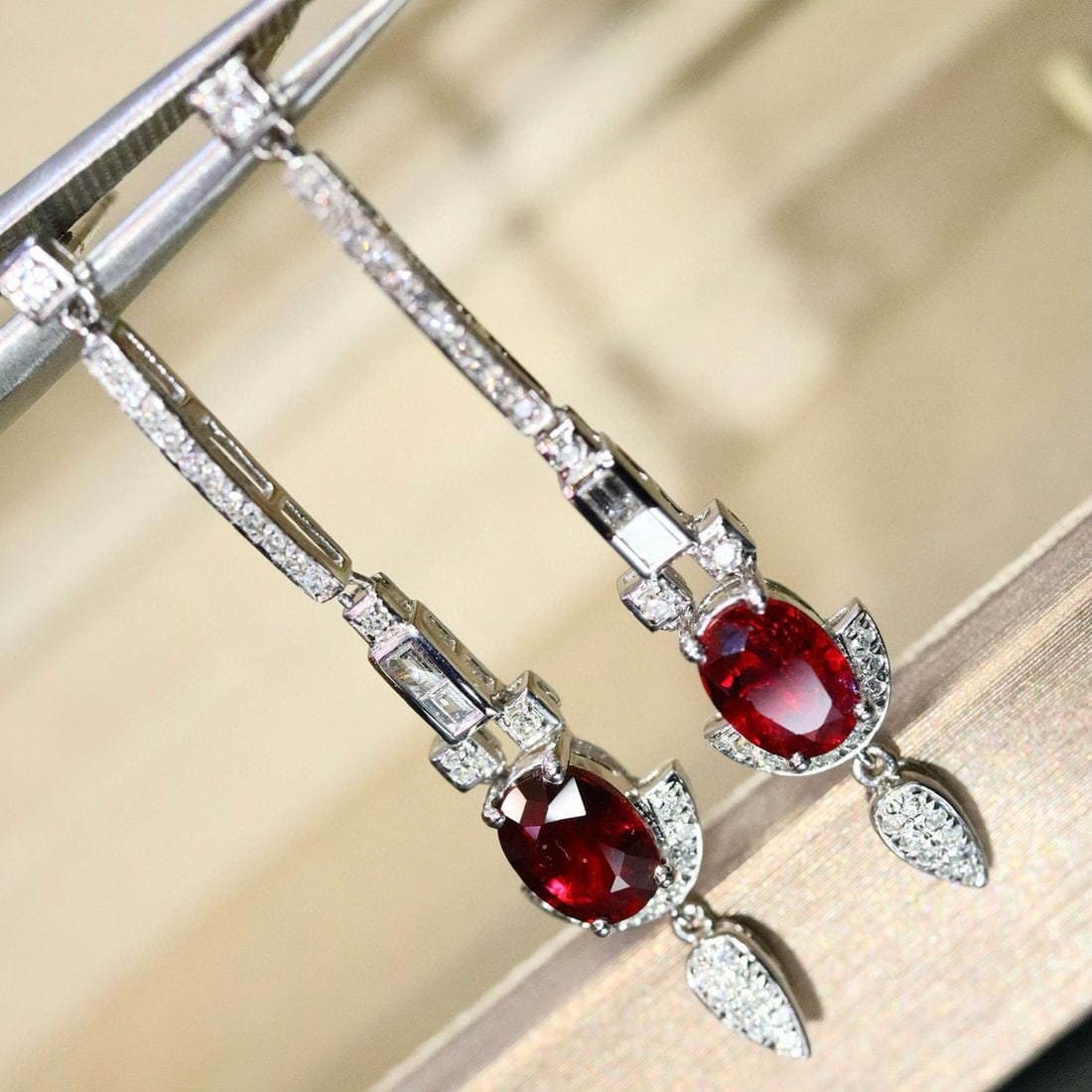 14k Gold 1.99 Ctw Natural Ruby & Diamond Earrings - 3