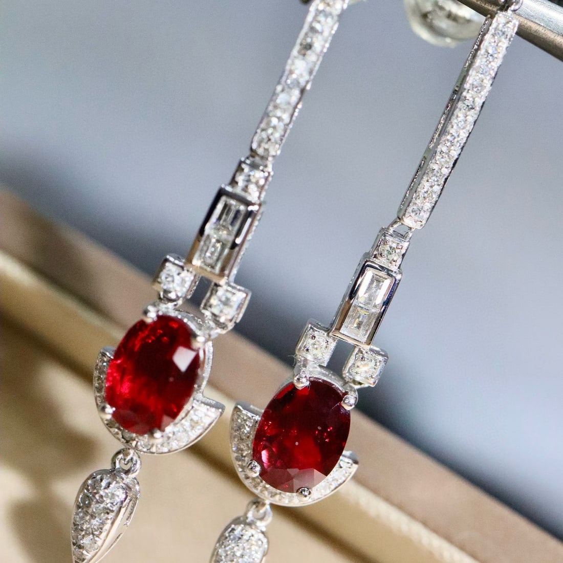 14k Gold 1.99 Ctw Natural Ruby & Diamond Earrings - 6