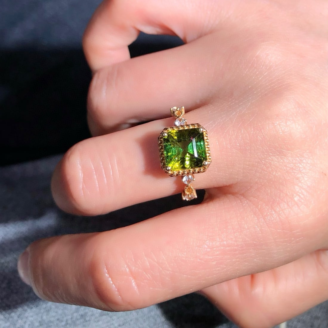 14k Gold 3.86 Ctw Natural Tourmaline & Sapphire Ring - 2
